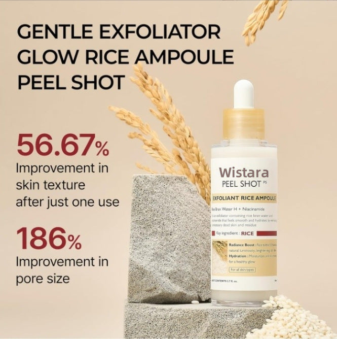 Exfoliante líquido de arroz — textura y aplicación