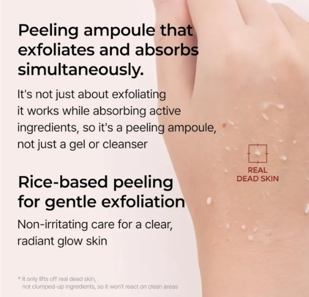 Exfoliante líquido de arroz — resultado piel suave
